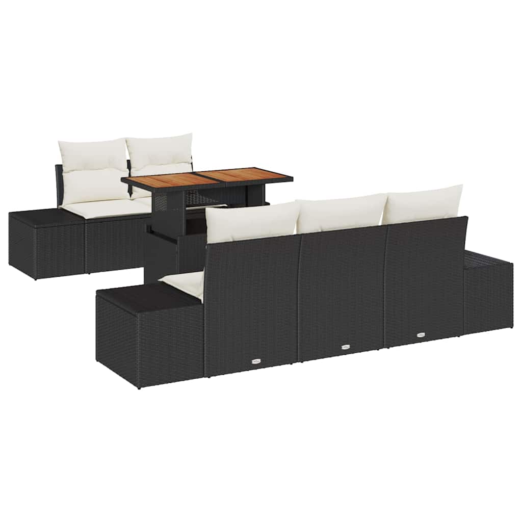 Set da Pranzo per Giardino con cuscino 6 pcs Nero e Crema | homemem39