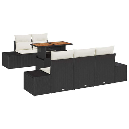 Set da Pranzo per Giardino con cuscino 6 pcs Nero e Crema | homemem39