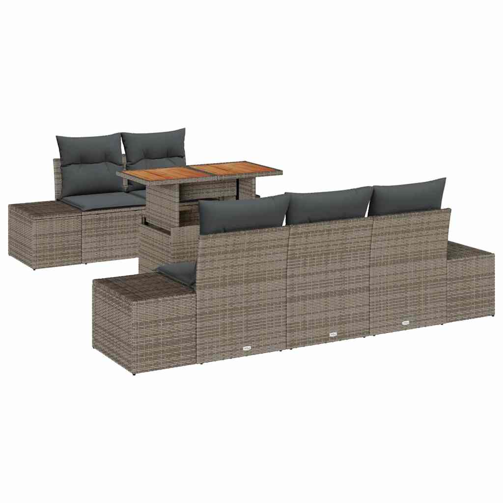 Set da Pranzo per Giardino con cuscino 6 pcs Grigio e Marrone | homemem39