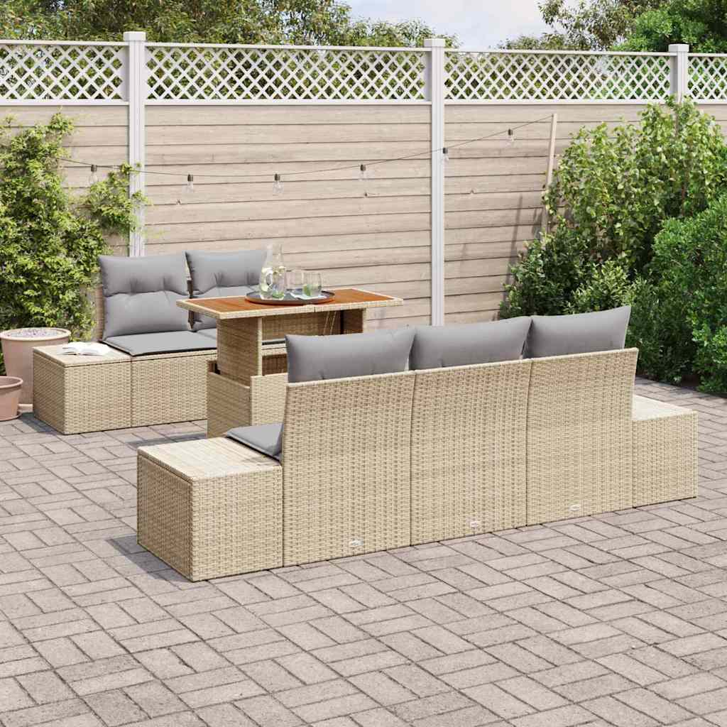 Set da Pranzo per Giardino con cuscino 6 pcs Beige e grigio | homemem39