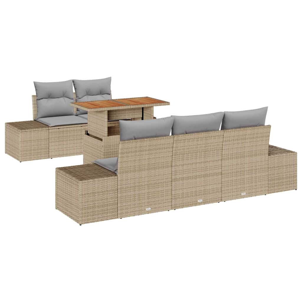 Set da Pranzo per Giardino con cuscino 6 pcs Beige e grigio | homemem39