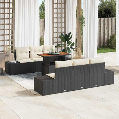 Set da Pranzo per Giardino con cuscino 7 pcs Nero e Crema | homemem39
