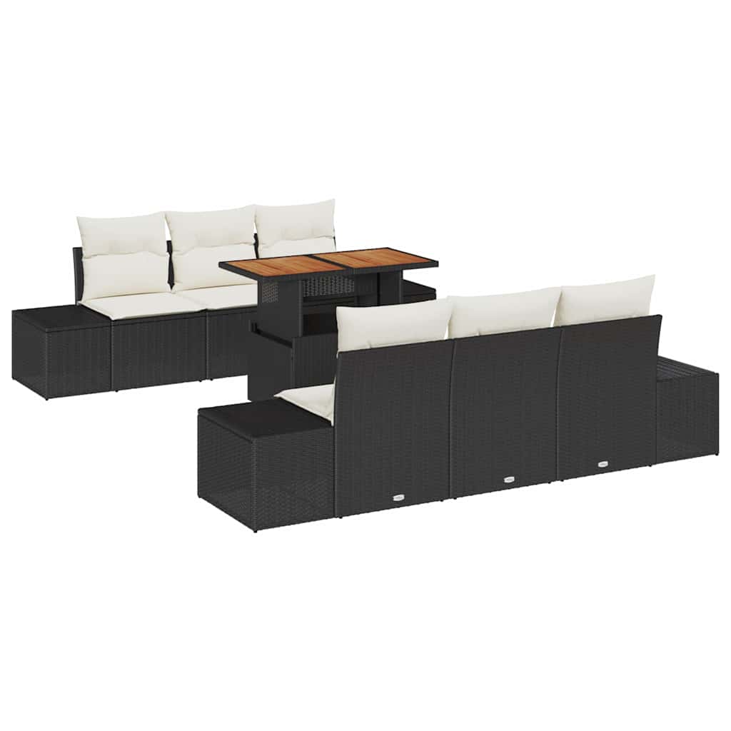 Set da Pranzo per Giardino con cuscino 7 pcs Nero e Crema | homemem39