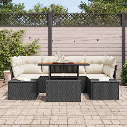 Set da Pranzo per Giardino con cuscino 7 pcs Nero e Crema | homemem39