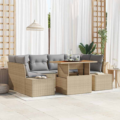 Set da Pranzo per Giardino con cuscino 7 pcs Beige e grigio | homemem39