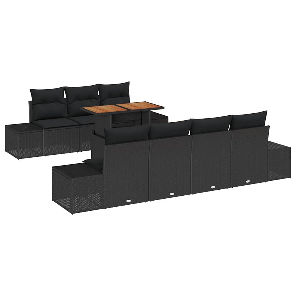 Set Divano da Giardino 8 pz Nero polyrattan | homemem39