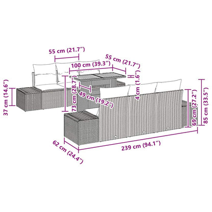 Set Divano da Giardino 8 pz Nero polyrattan | homemem39