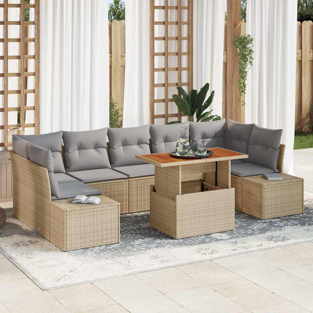 Set Divano da Giardino 8 pz Beige e grigio
