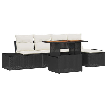 Set da Pranzo per Giardino con cuscino 6 pcs Nero e Crema | homemem39