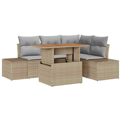 Set Divano da Giardino 5 pz Beige e grigio