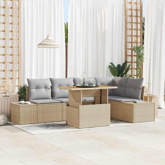 Set Divano da Giardino 6 pz Beige e grigio | homemem39