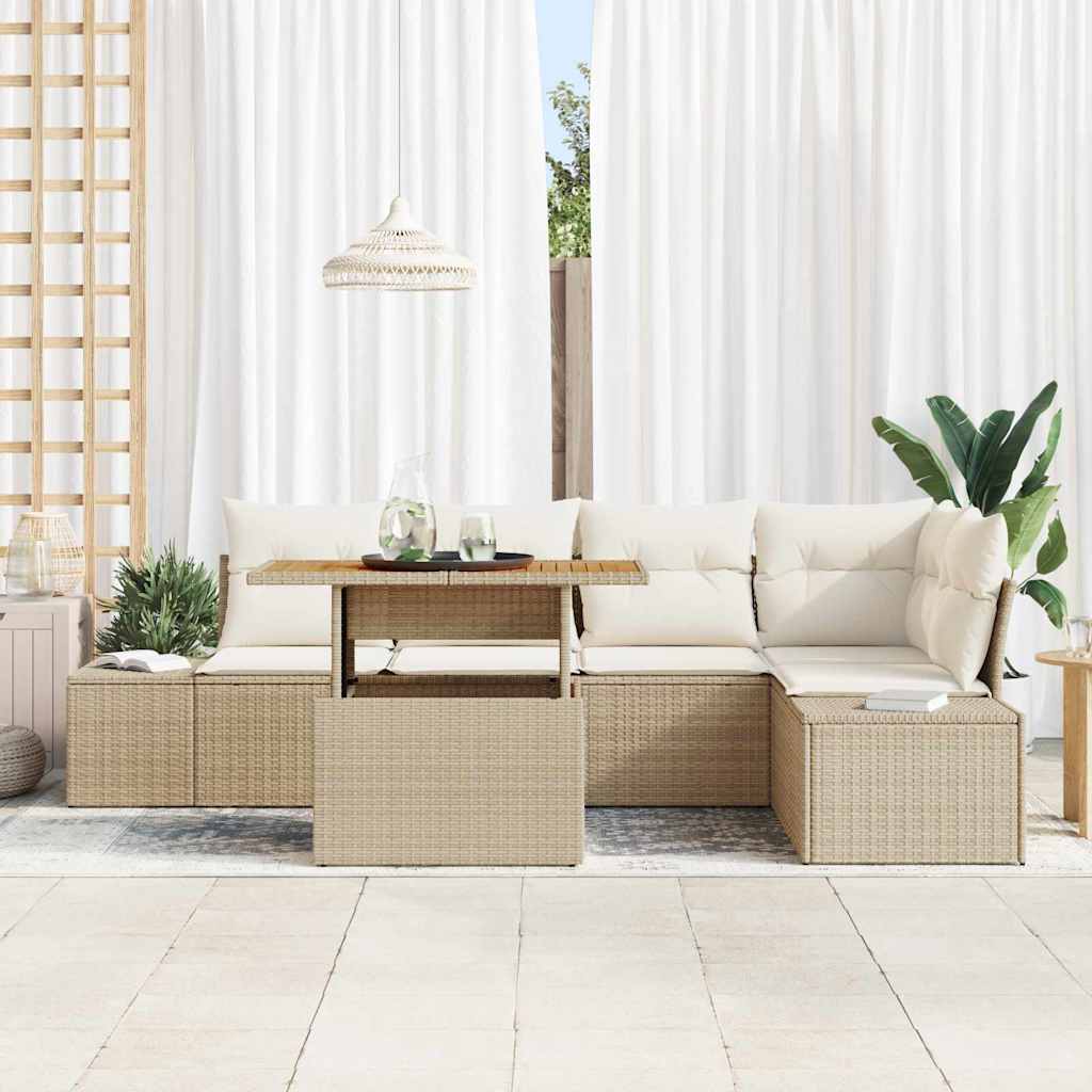 Set Divano da Giardino 6 pz Beige polyrattan | homemem39