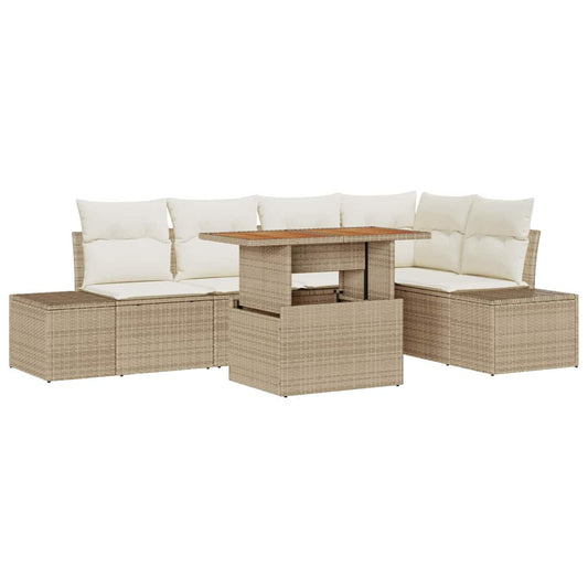 Set Divano da Giardino 6 pz Beige polyrattan | homemem39