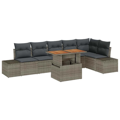 Set da Pranzo per Giardino con cuscino 7 pcs Grigio e Marrone | homemem39