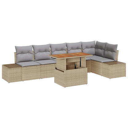 Set da Pranzo per Giardino con cuscino 7 pcs Beige e grigio | homemem39