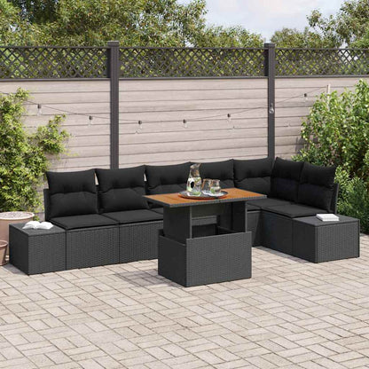 Set da Pranzo per Giardino con cuscino 7 pcs Nero e Marrone | homemem39