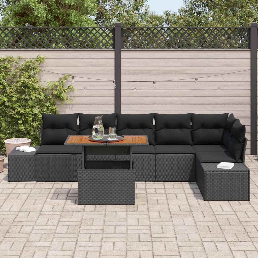 Set da Pranzo per Giardino con cuscino 7 pcs Nero e Marrone | homemem39