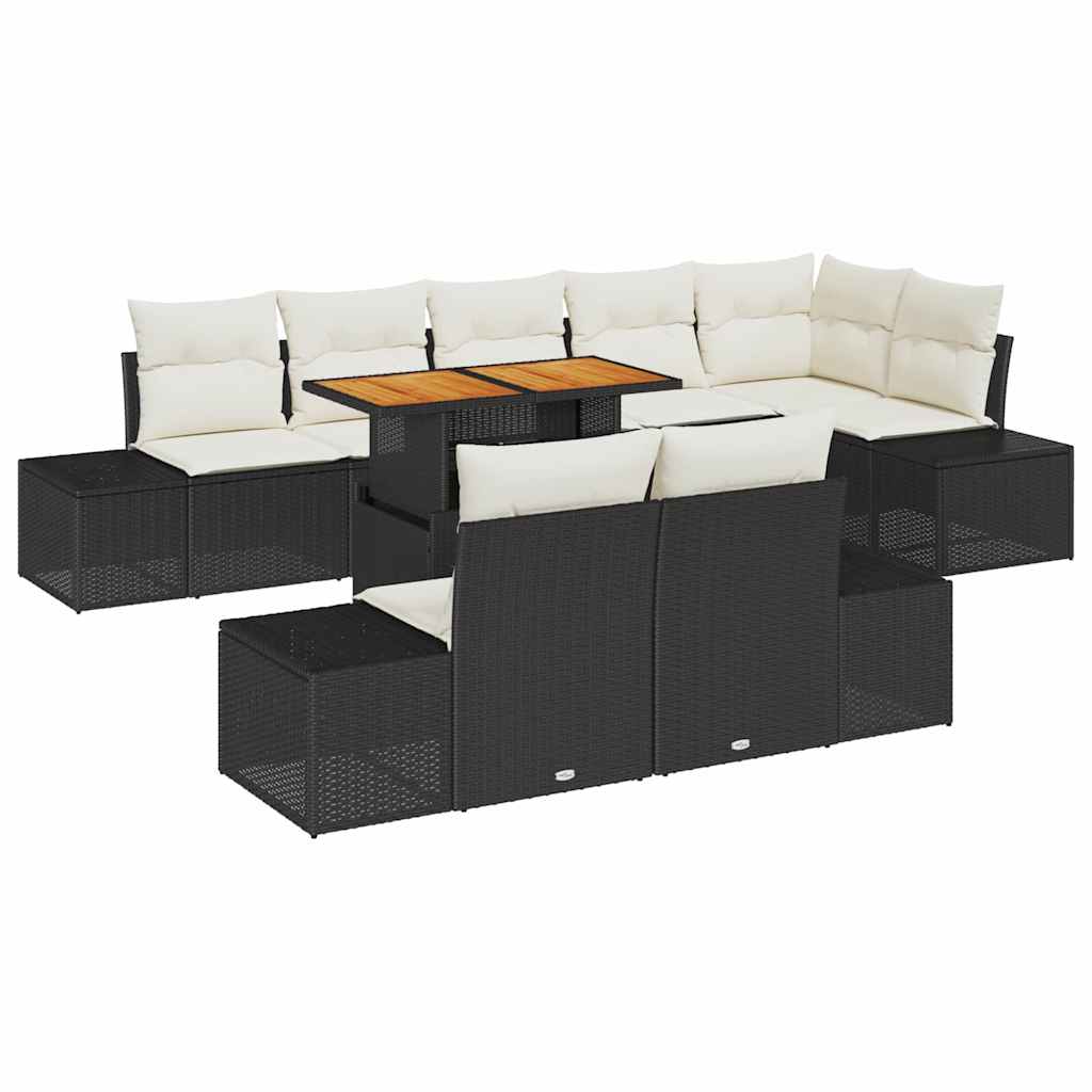 Set da Pranzo per Giardino con cuscino 9 pcs Nero e Crema | homemem39