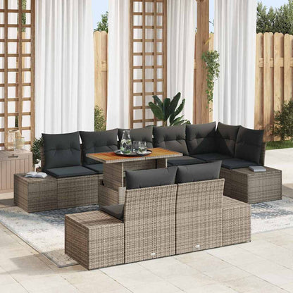 Set da Pranzo per Giardino con cuscino 9 pcs Grigio e Marrone | homemem39
