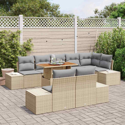 Set da Pranzo per Giardino con cuscino 9 pcs Beige e grigio | homemem39