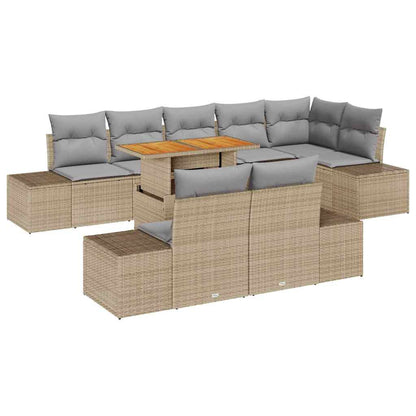 Set da Pranzo per Giardino con cuscino 9 pcs Beige e grigio | homemem39