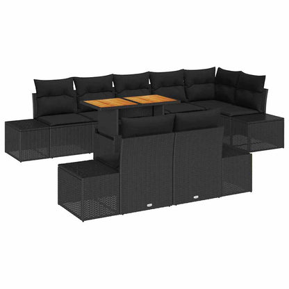 Set da Pranzo per Giardino con cuscino 9 pcs Nero e Marrone | homemem39