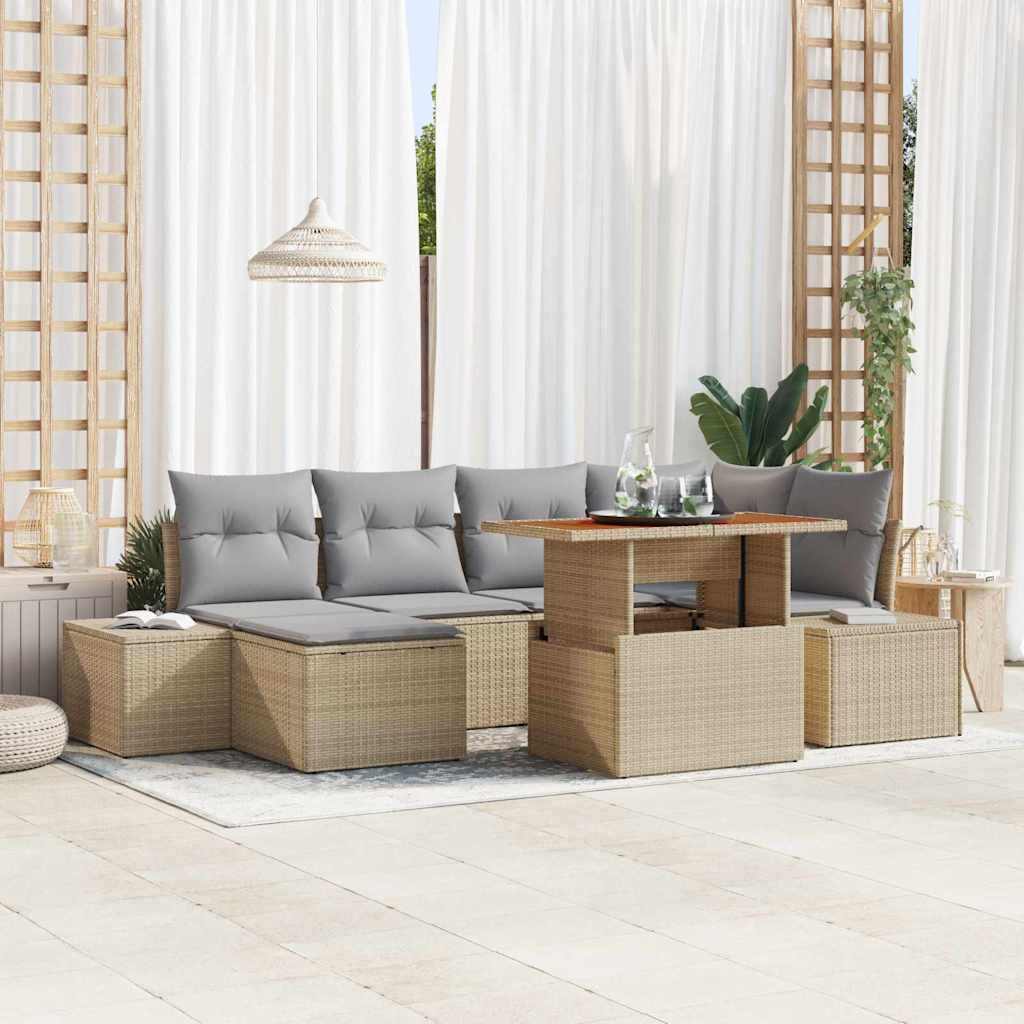 Set Divano da Giardino 7 pcs Beige e grigio | homemem39