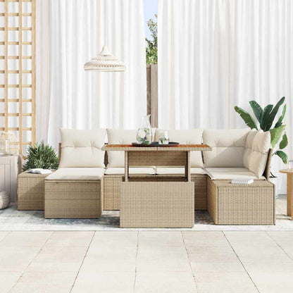 Set Divano da Giardino 7 pz Beige e Crema | homemem39