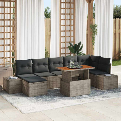 Set Divano da Giardino con cuscino 8 pcs Grigio e Marrone | homemem39