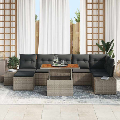Set Divano da Giardino con cuscino 8 pcs Grigio e Marrone | homemem39