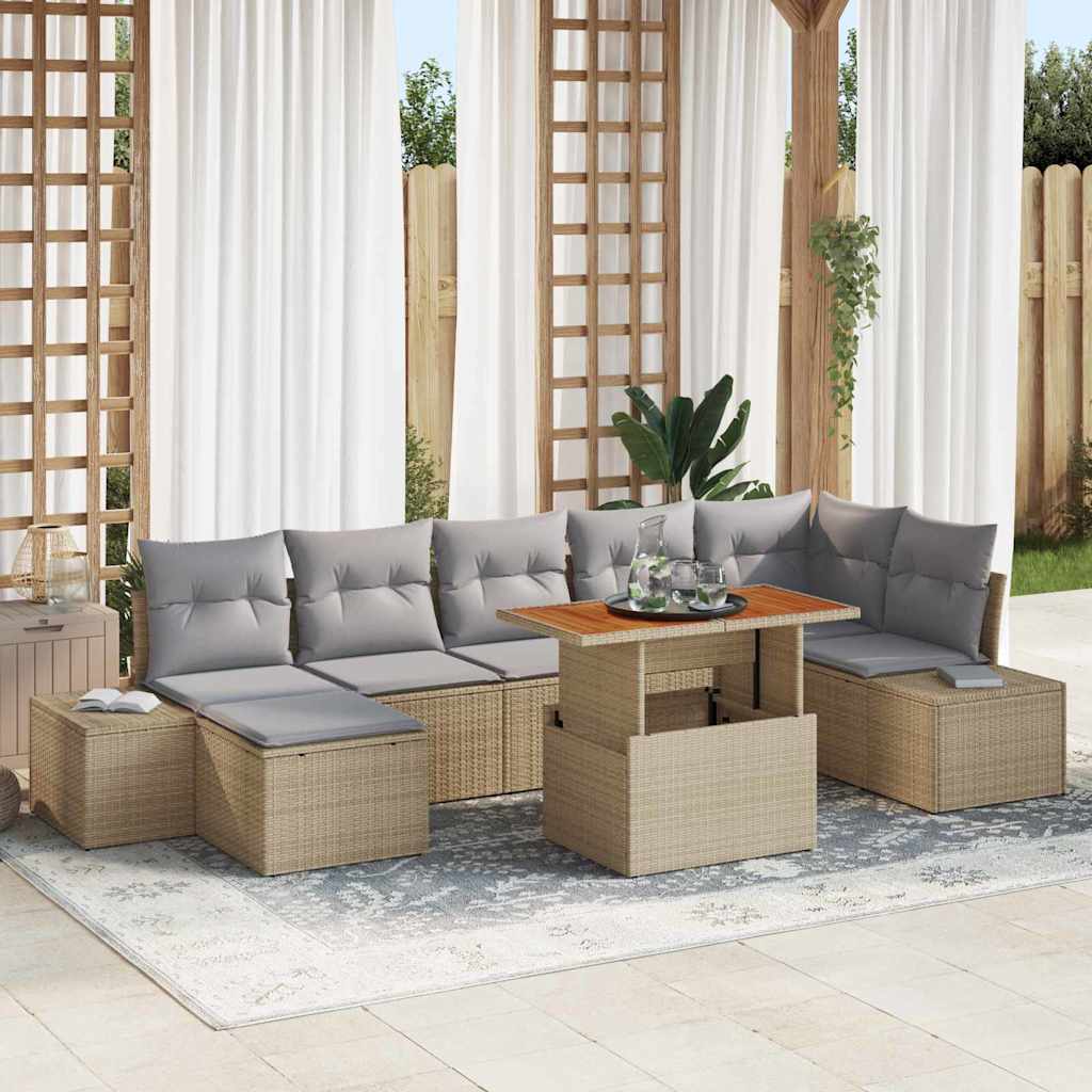 Set Divano da Giardino con cuscino 8 pcs Beige e grigio | homemem39