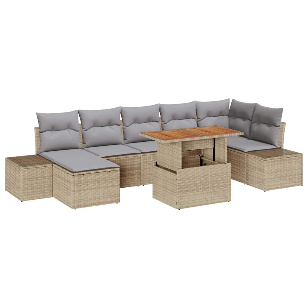 Set Divano da Giardino con cuscino 8 pcs Beige e grigio | homemem39
