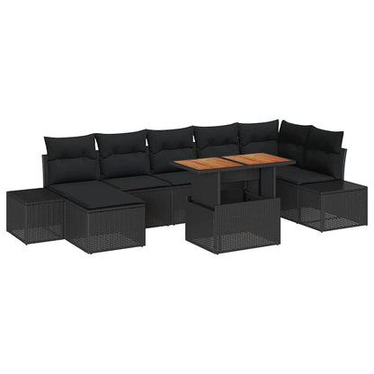 Set Divano da Giardino con cuscino 8 pcs Nero e Marrone | homemem39