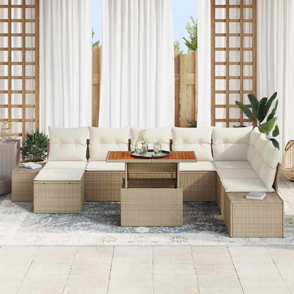 Set da Pranzo per Giardino con cuscino 9 pcs Beige e Crema | homemem39