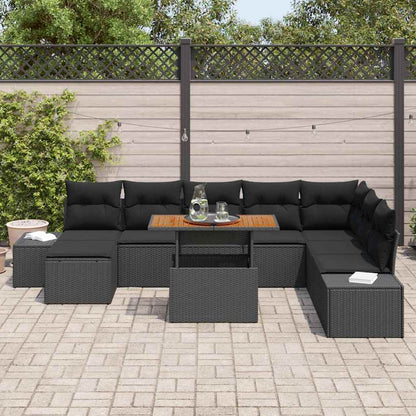 Set da Pranzo per Giardino con cuscino 9 pcs Nero e Marrone | homemem39