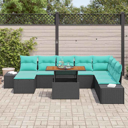 Set Divano da Giardino 9 pz Nero e Verde acqua | homemem39