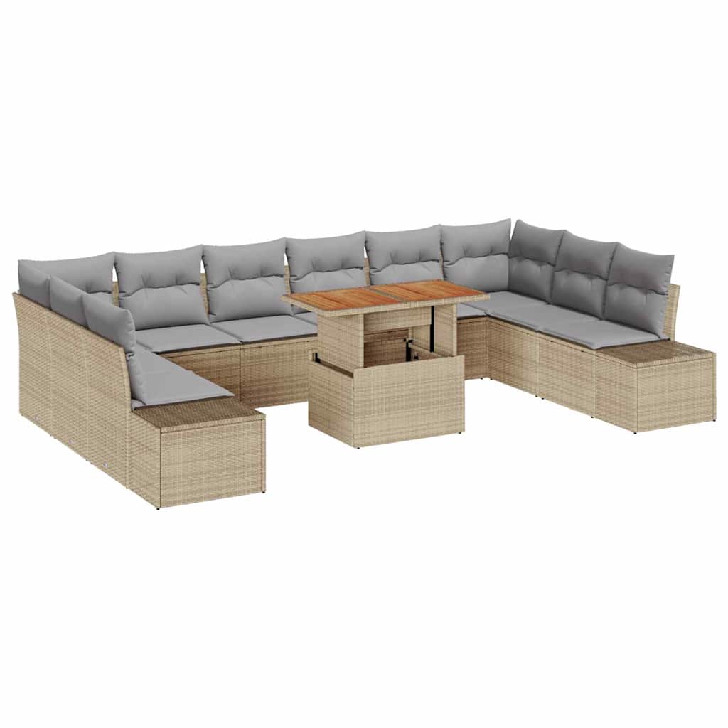 Set Divano da Giardino con cuscino 11 pcs Beige e grigio | homemem39