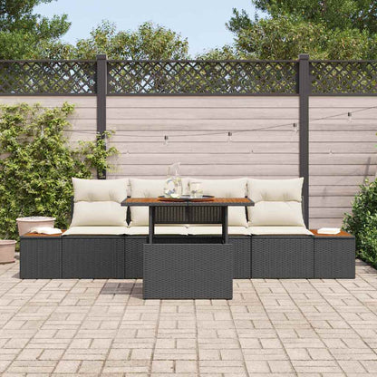 Set da Pranzo per Giardino con cuscino 5 pcs Nero e Beige | homemem39