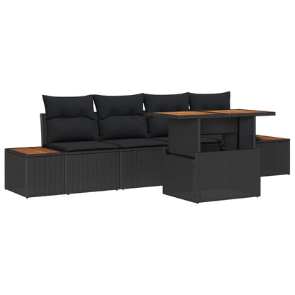 Set Divano da Giardino 5 pz Nero polyrattan | homemem39