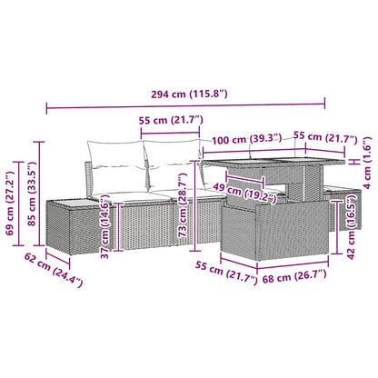 Set da Pranzo per Giardino con cuscino 5 pcs Beige e Crema