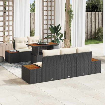 Set da Pranzo per Giardino con cuscino 6 pcs Nero e Beige | homemem39