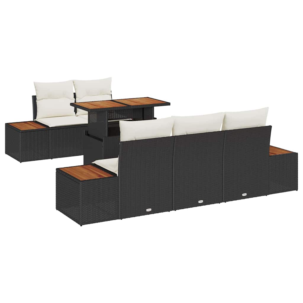 Set da Pranzo per Giardino con cuscino 6 pcs Nero e Beige | homemem39