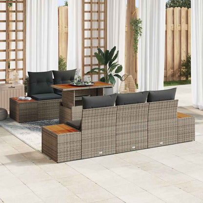 Set da Pranzo per Giardino con cuscino 6 pcs Grigio e Marrone | homemem39