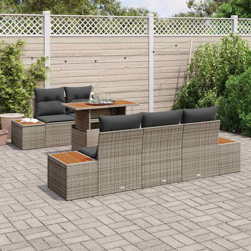 Set da Pranzo per Giardino con cuscino 6 pcs Grigio e Marrone | homemem39
