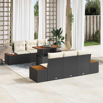 Set da Pranzo per Giardino con cuscino 7 pcs Nero e Beige | homemem39