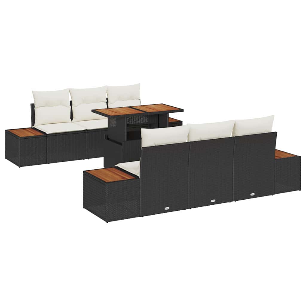 Set da Pranzo per Giardino con cuscino 7 pcs Nero e Beige | homemem39