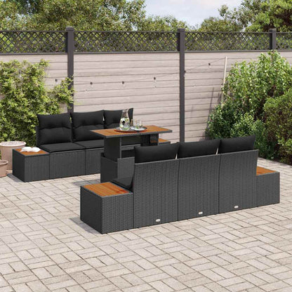 Set Divano da Giardino 7 pz Nero e Marrone