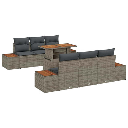 Set da Pranzo per Giardino con cuscino 7 pcs Grigio e Marrone | homemem39