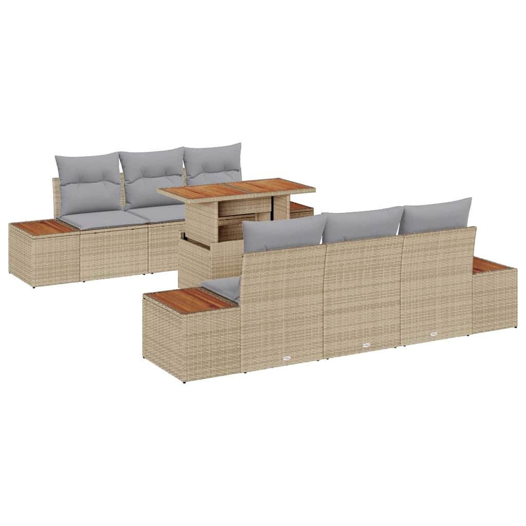 Set da Pranzo per Giardino con cuscino 7 pcs Beige e grigio | homemem39