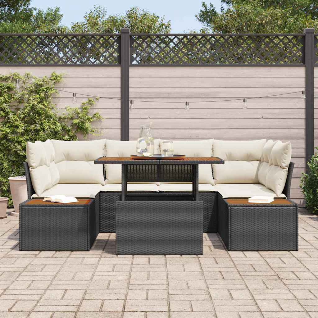 Set da Pranzo per Giardino con cuscino 9 pcs Nero e Beige | homemem39